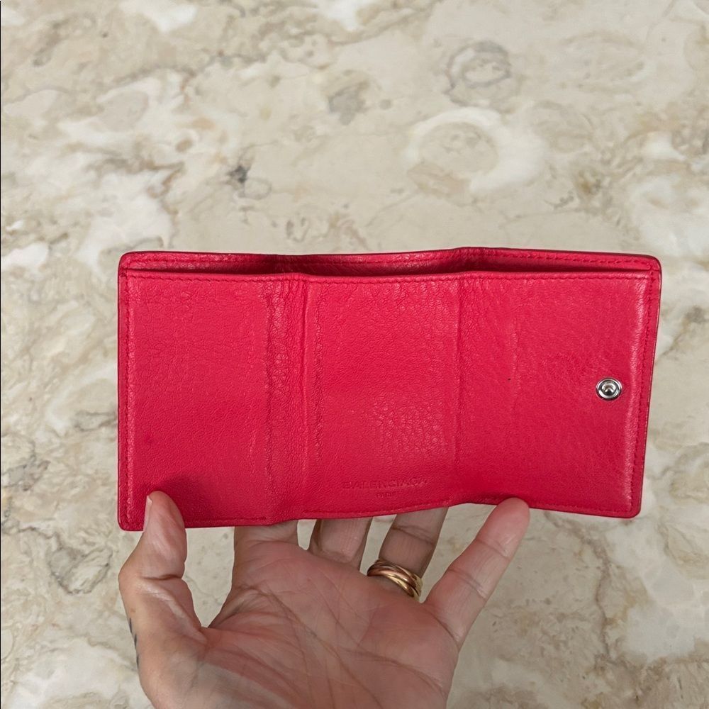 Balenciaga Papier Mini Tri-Fold Wallet Red Leather - Picture 9 of 13